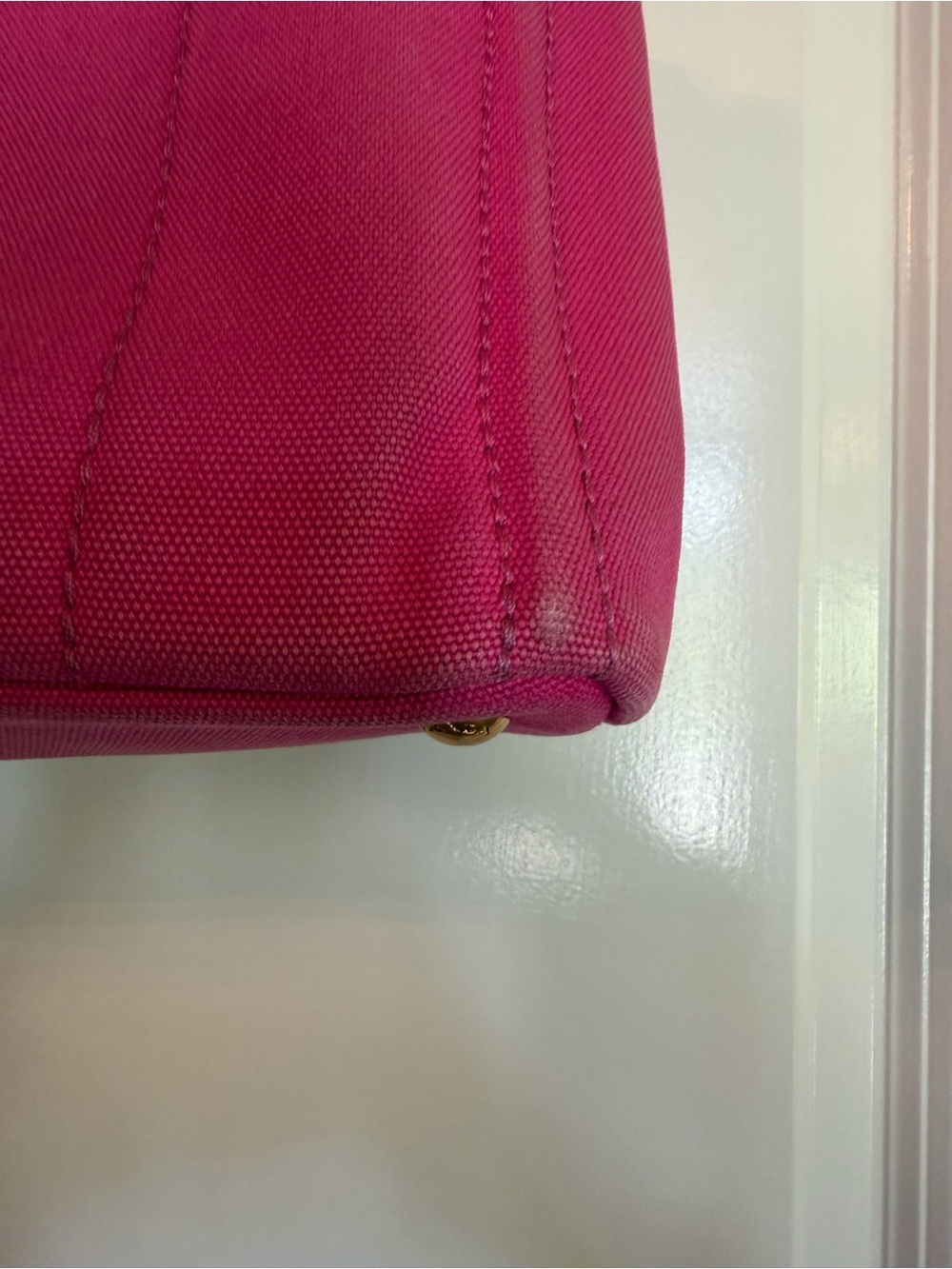 Prada Hot Pink Canvas Logo Tote - Picture 5 of 12
